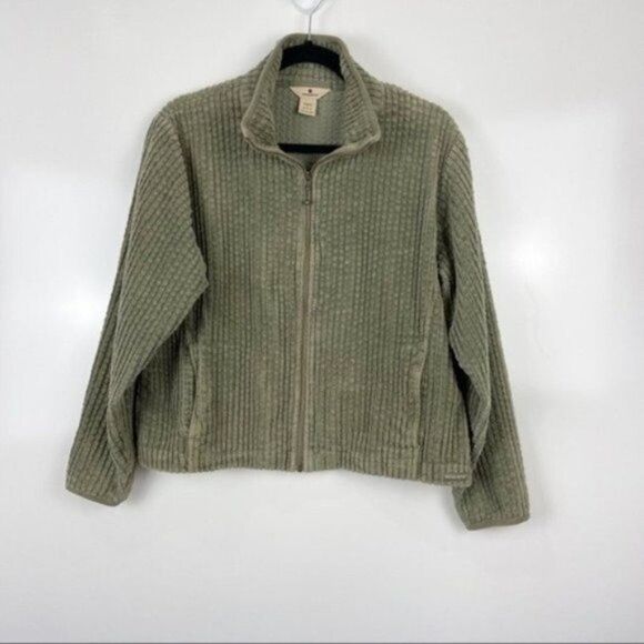 Woolrich Olive Green Corduroy Zip Up Jacket Women's Size Large Petite - Picture 1 of 9